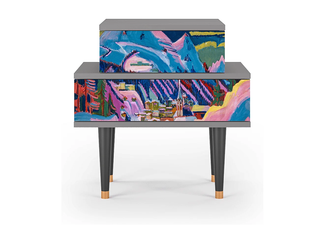 Table de nuit - 58х58х41 cm - NS1 - Davos Winter, Gris