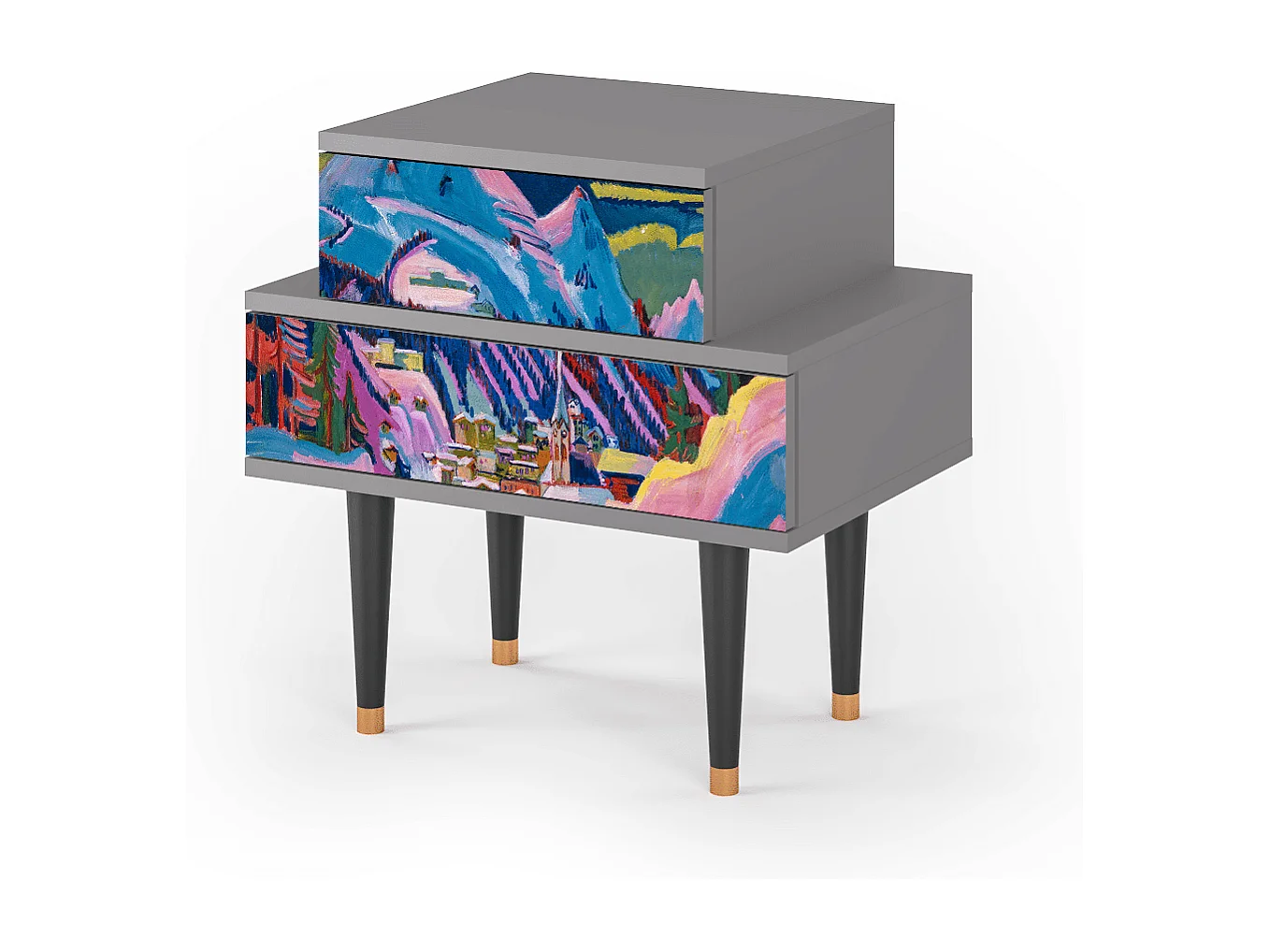 Table de nuit - 58х58х41 cm - NS1 - Davos Winter, Gris