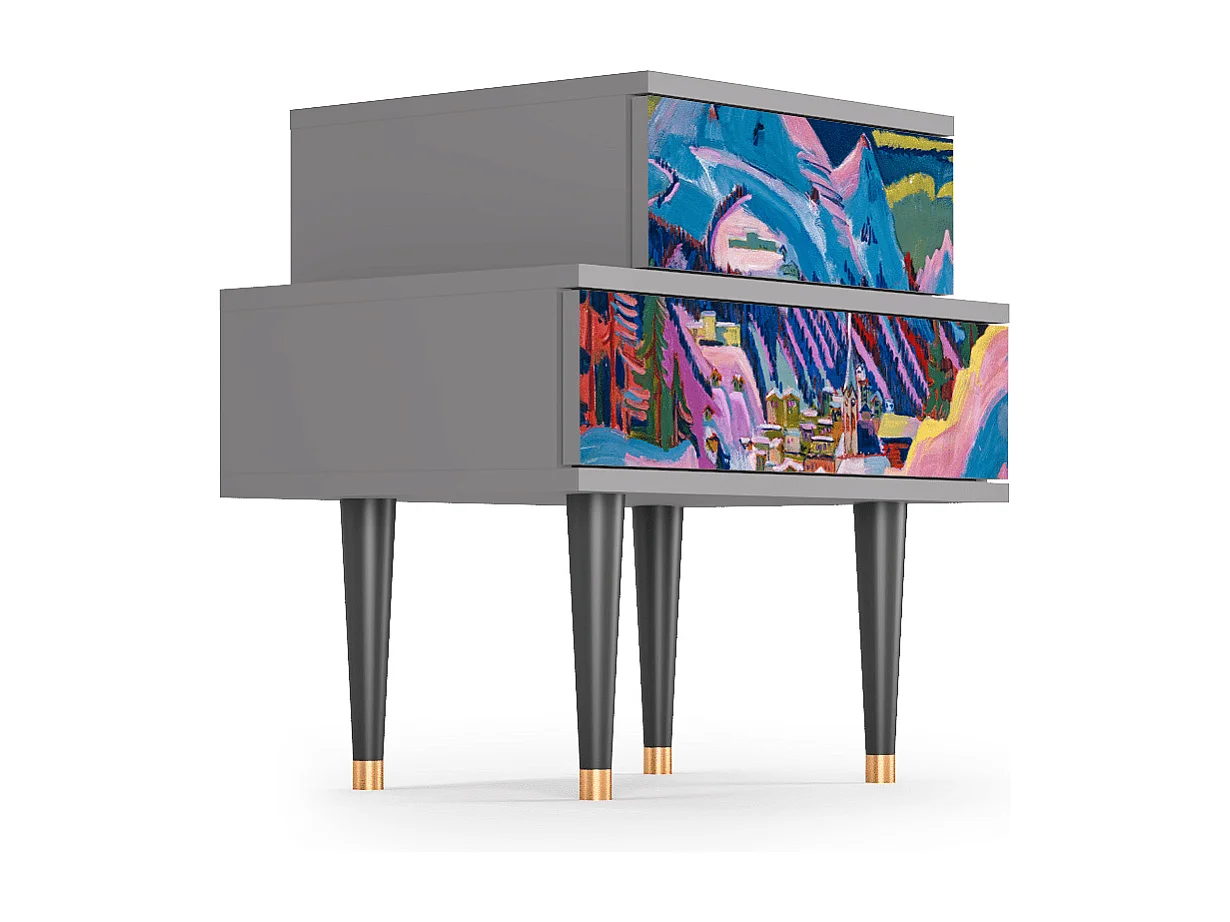 Table de nuit - 58х58х41 cm - NS1 - Davos Winter, Gris