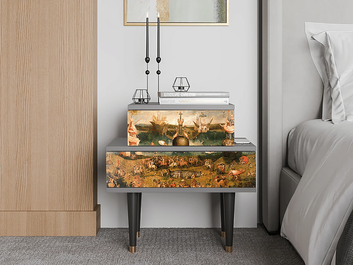 Table de nuit - 58х58х41 cm - NS1 - Garden of Delights , Gris