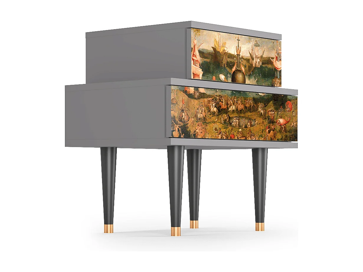 Stolik nocny - 58х58х41 cm - NS1 - Garden of Delights , Szary