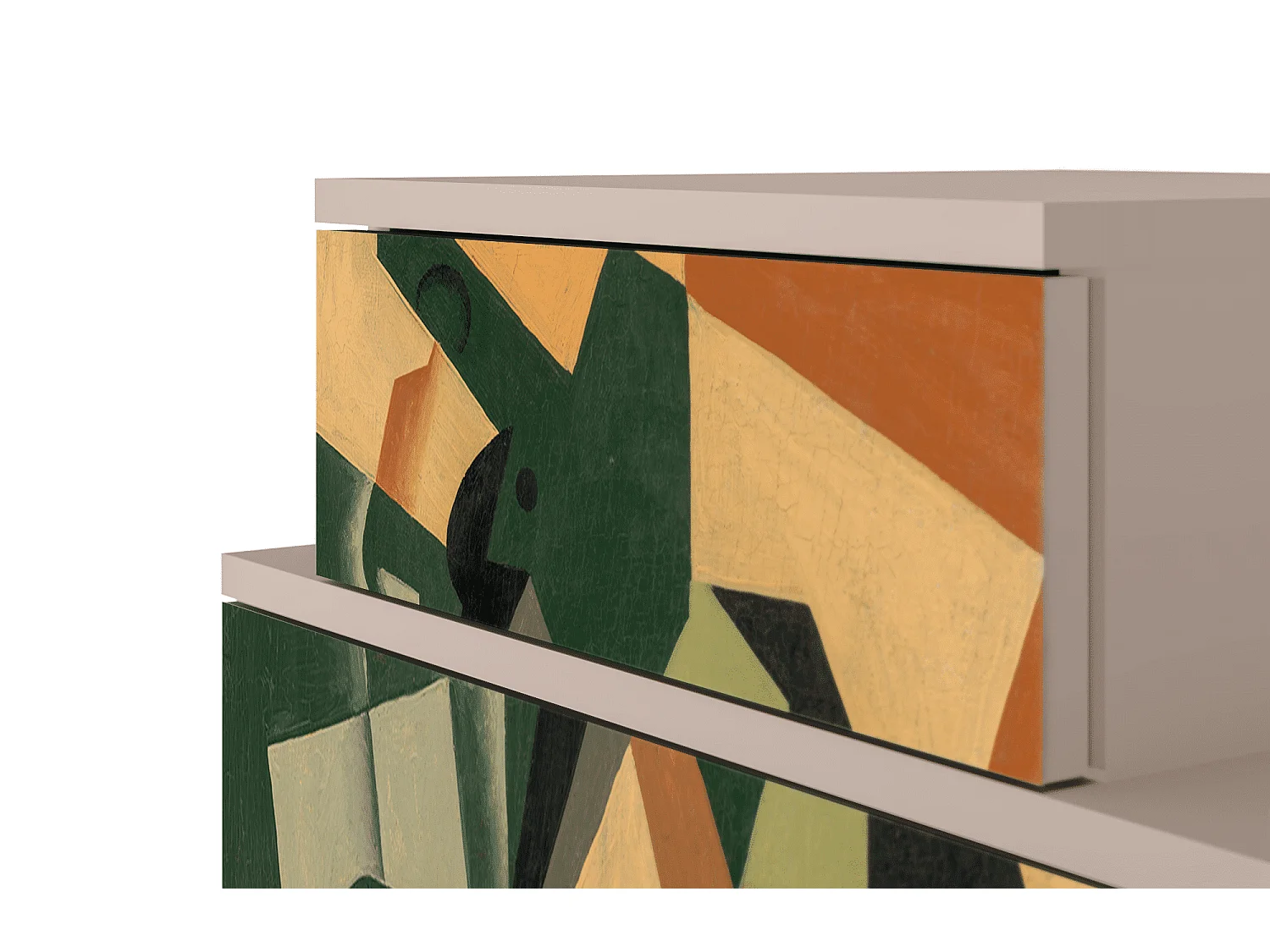 Nachtkastje - 58х58х41 cm - NS1 - Glass and Checkerboard, Latte