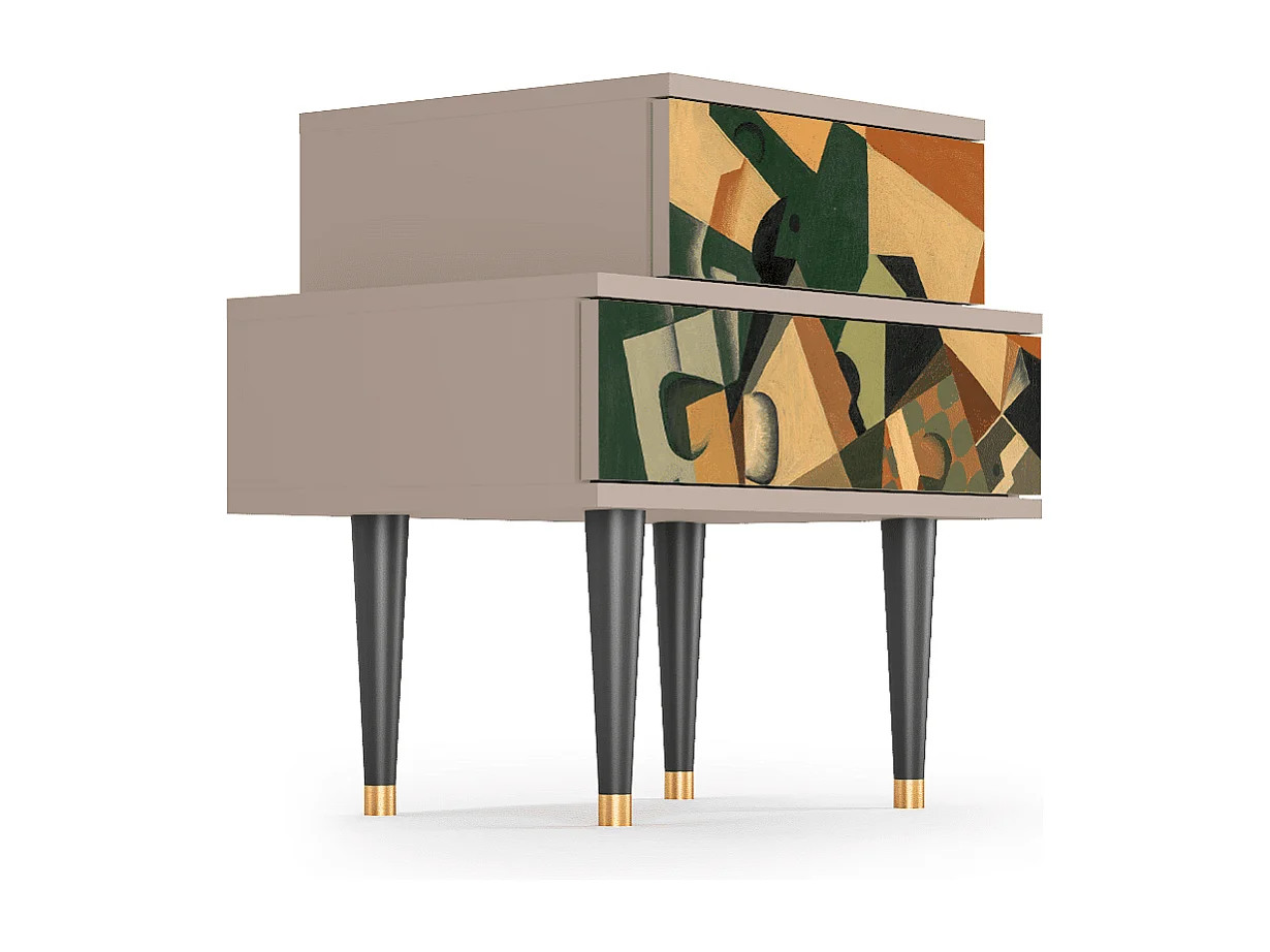 Nachttisch - 58х58х41 cm - NS1 - Glass and Checkerboard, Latte