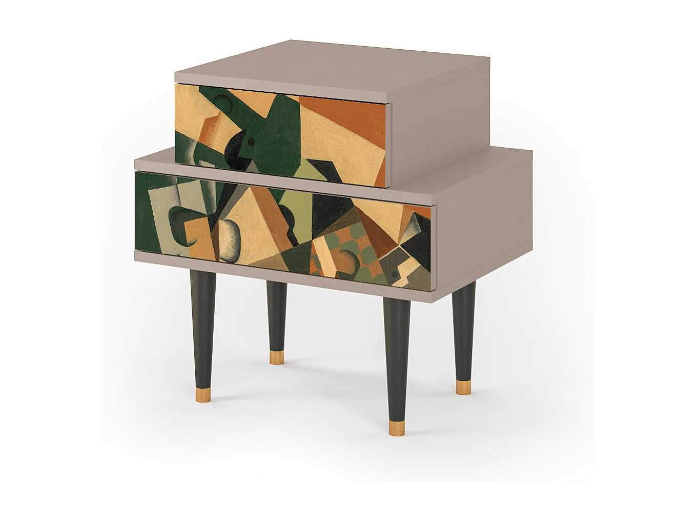 Table de nuit - 58х58х41 cm - NS1 - Glass and Checkerboard, Latte