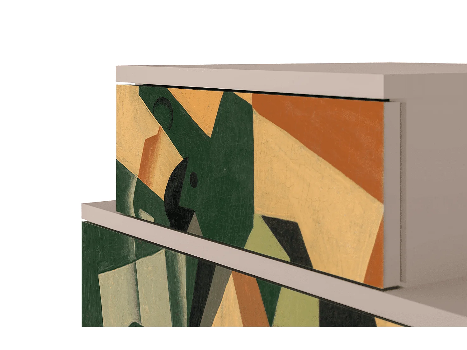 Table de nuit - 58х58х41 cm - NS1 - Glass and Checkerboard, Latte