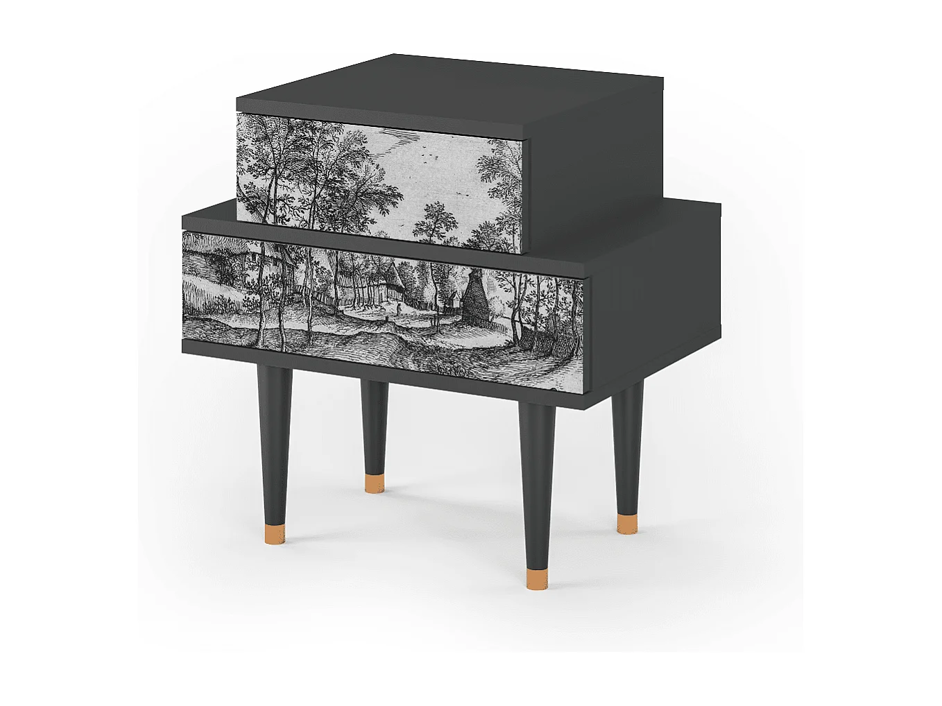 Stolik nocny - 58х58х41 cm - NS1 - Village Road, Antracyt