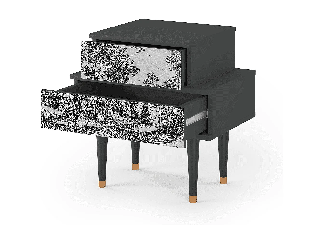 Table de nuit - 58х58х41 cm - NS1 - Village Road, Anthracite