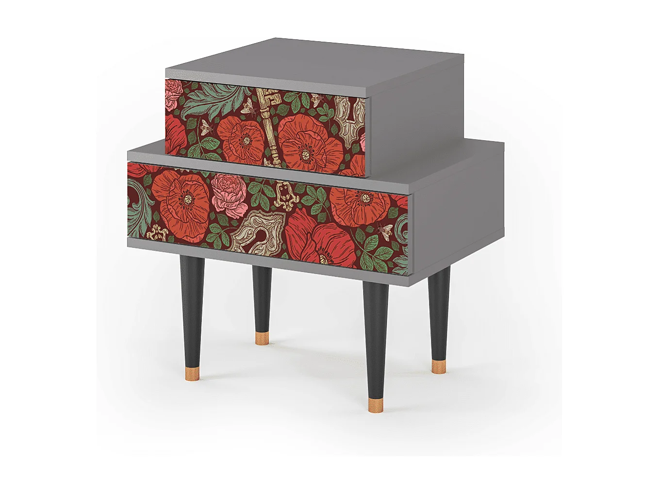 Mesita de noche - 58х58х41 cm - NS1 - Poppy Garden, Gris