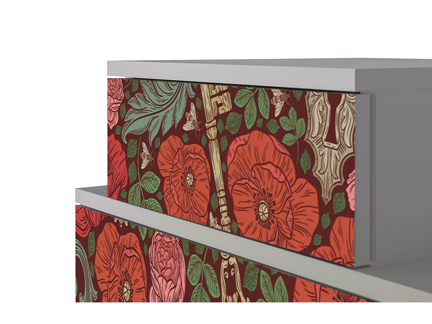 Mesita de noche - 58х58х41 cm - NS1 - Poppy Garden, Gris