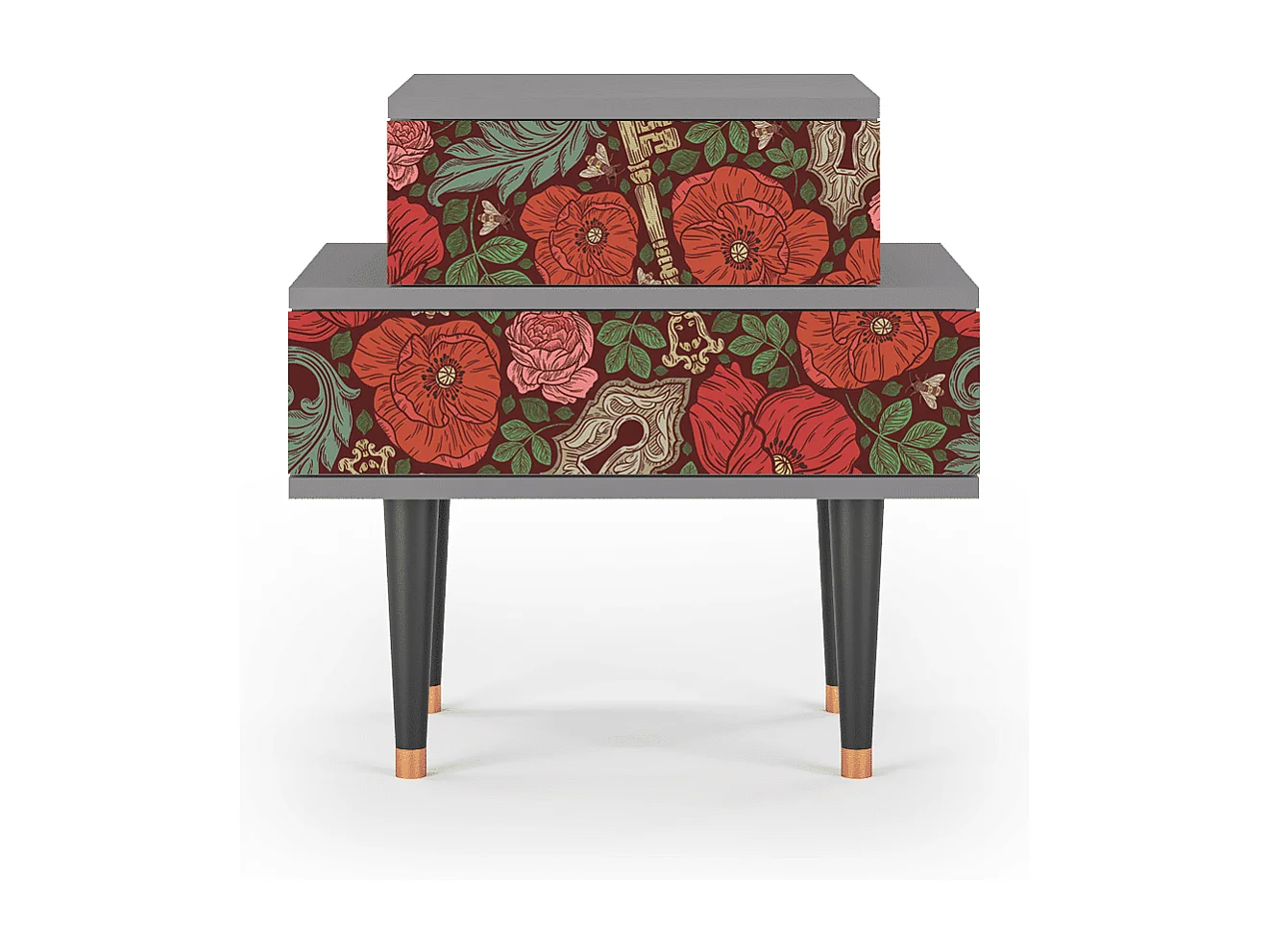 Table de nuit - 58х58х41 cm - NS1 - Poppy Garden, Gris