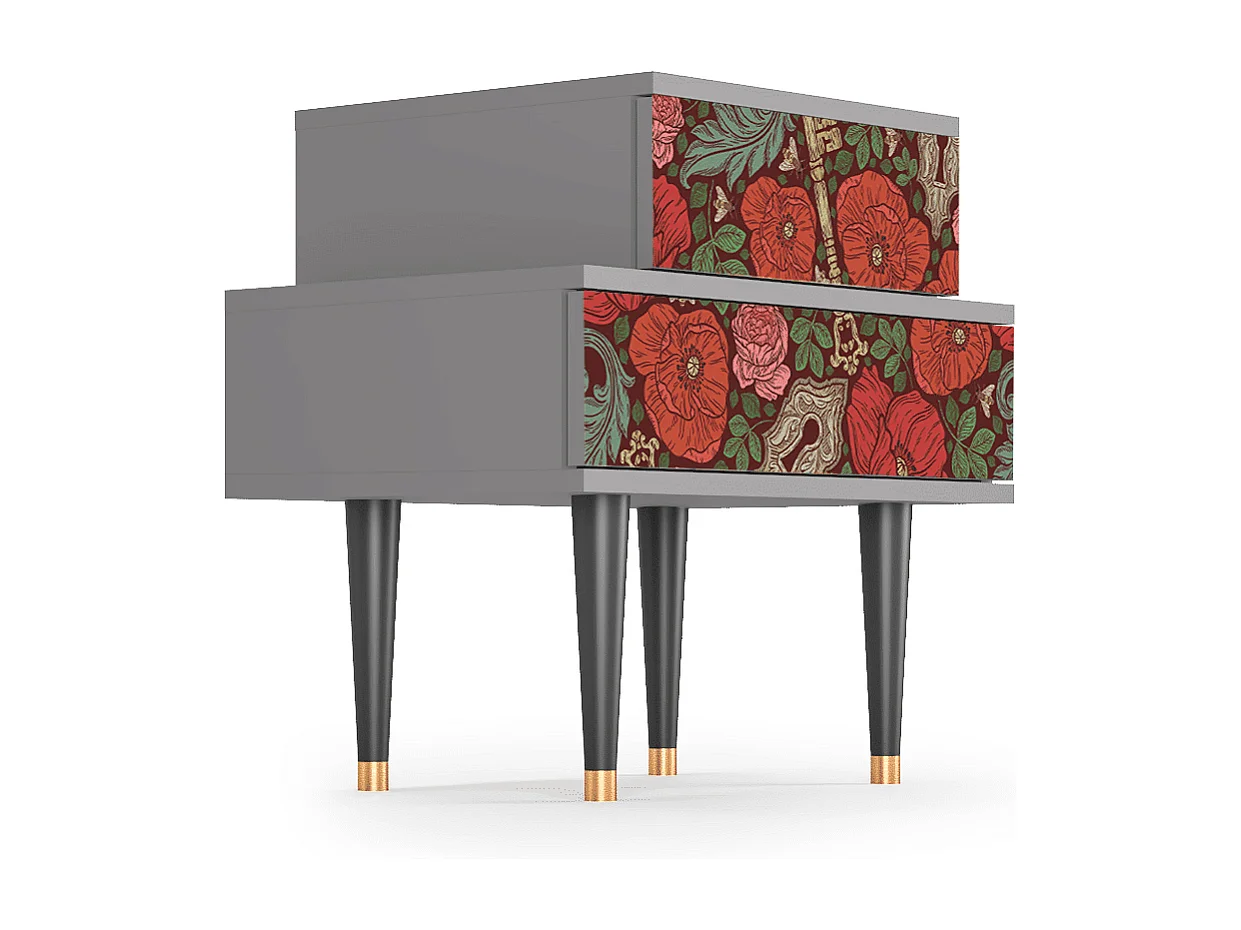Table de nuit - 58х58х41 cm - NS1 - Poppy Garden, Gris