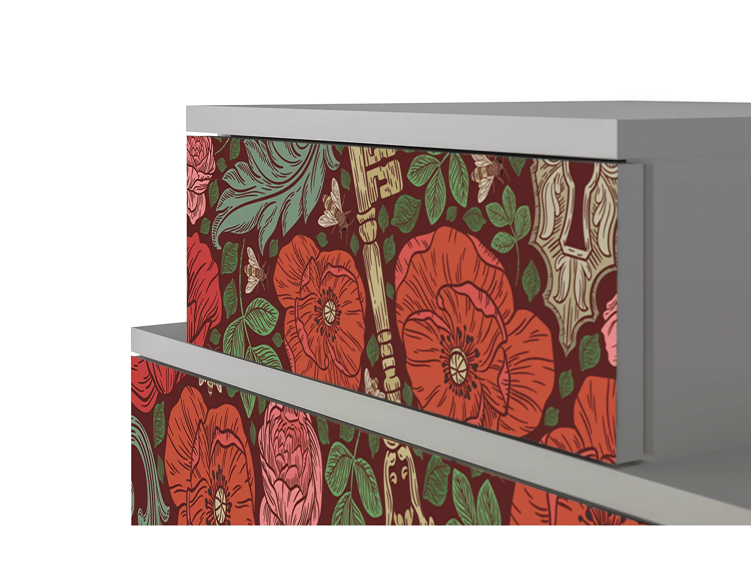 Table de nuit - 58х58х41 cm - NS1 - Poppy Garden, Gris