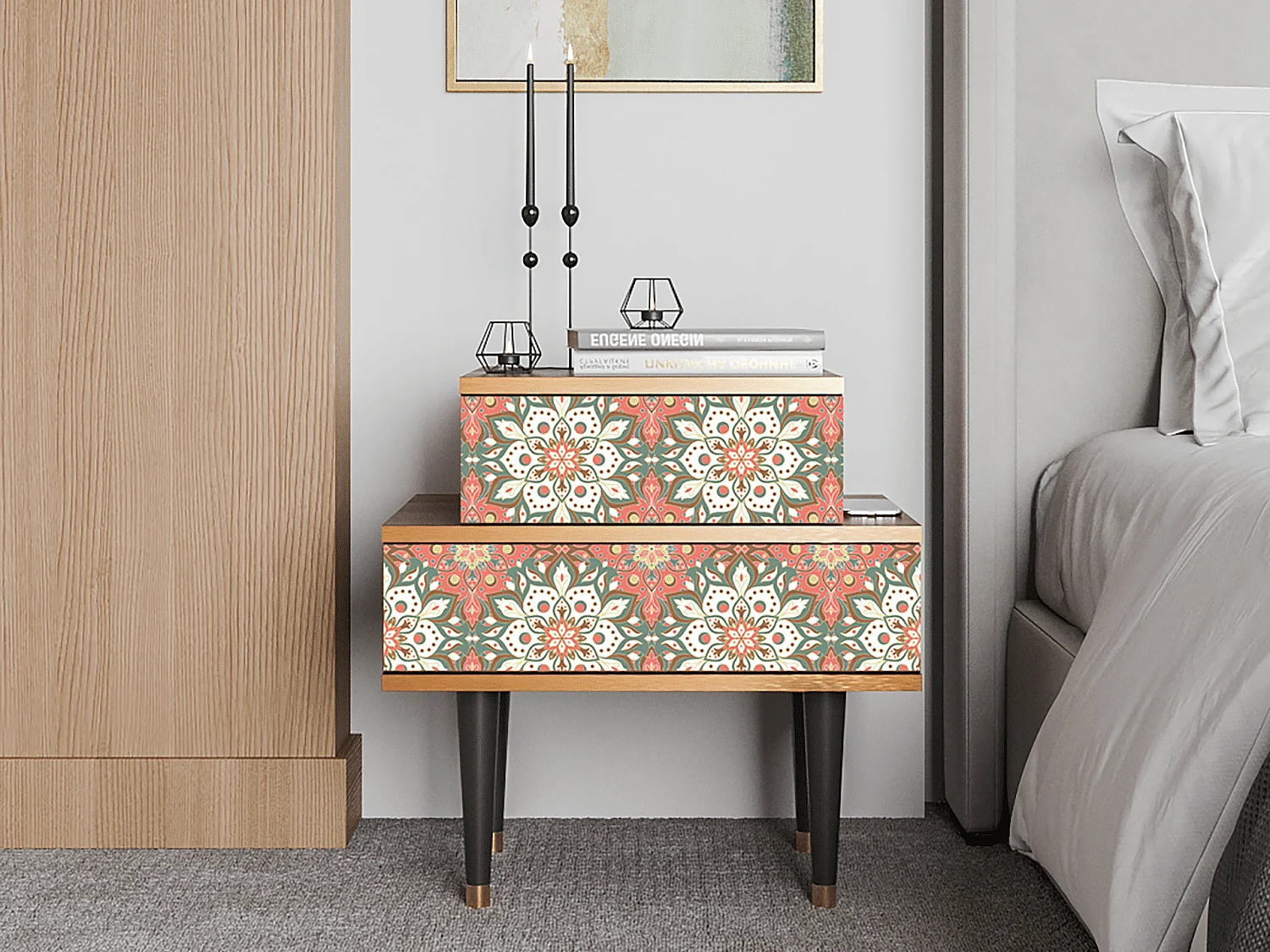 Stolik nocny - 58х58х41 cm - NS1 - Peach Grove, Orzech