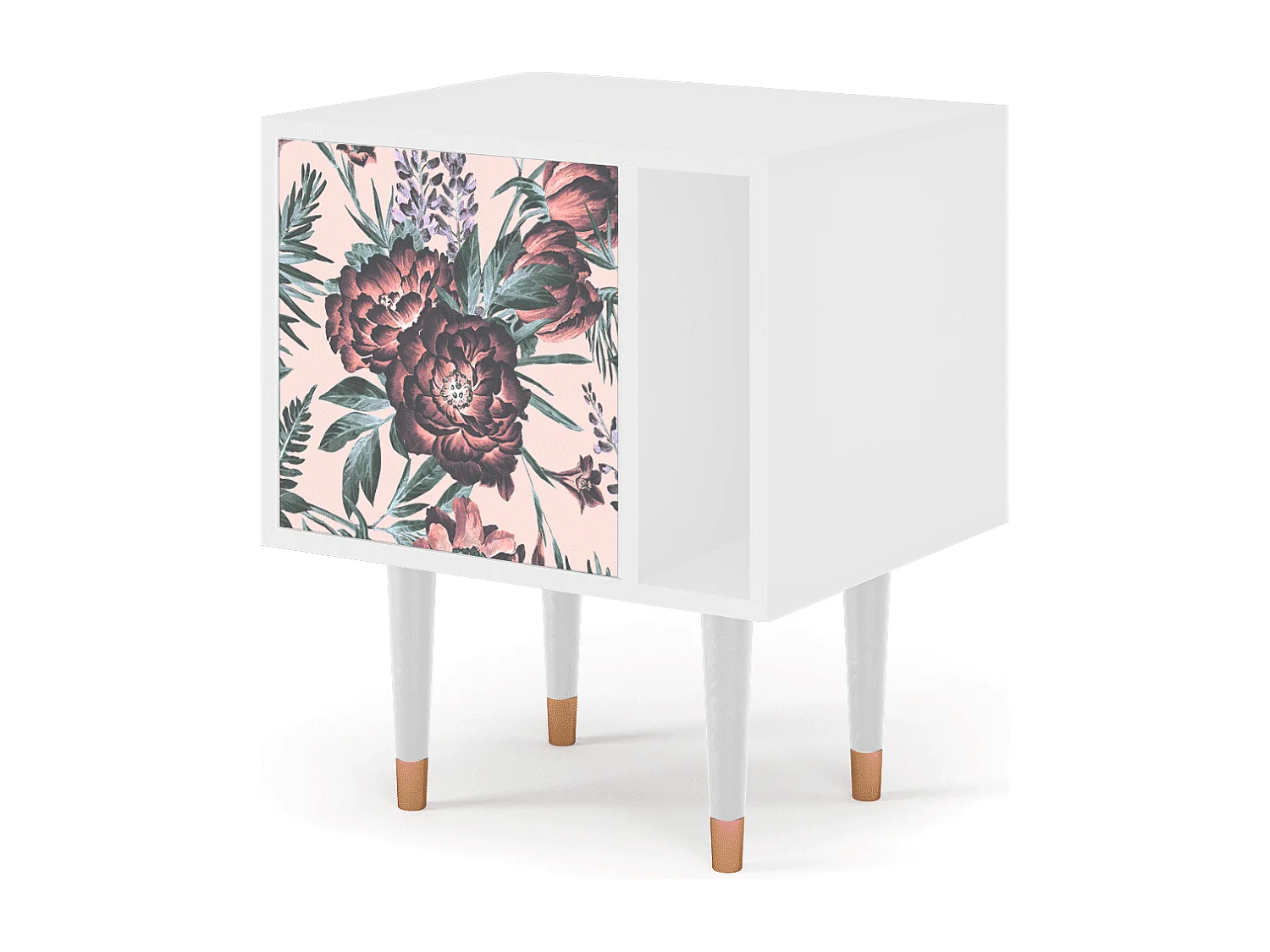 Table de nuit - 57х69х48 cm - S2 - Peach Peonies, Blanc