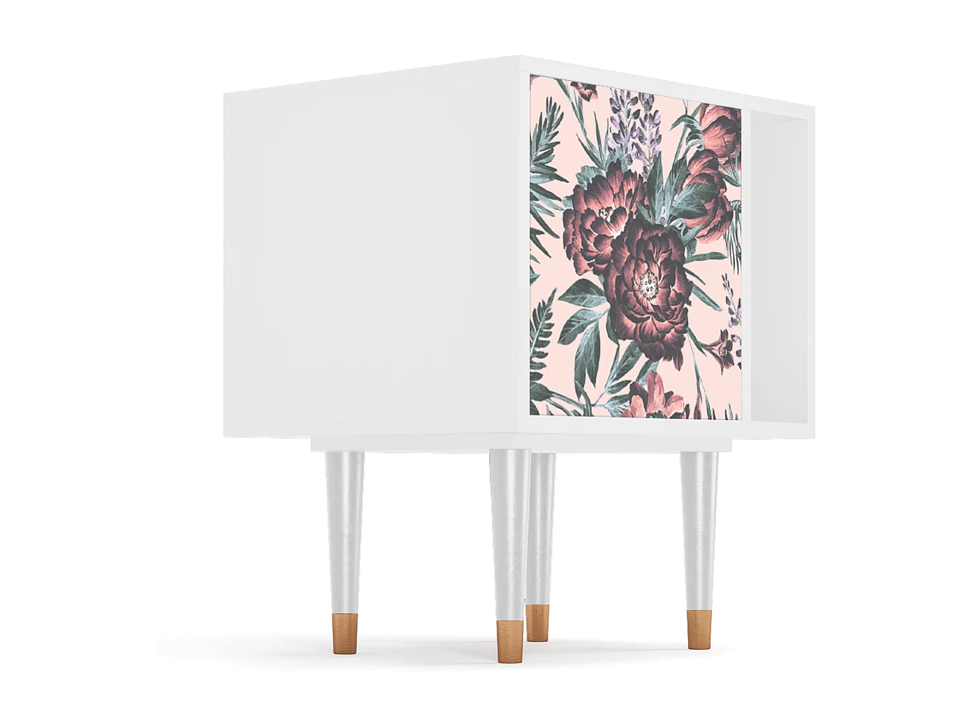 Table de nuit - 57х69х48 cm - S2 - Peach Peonies, Blanc