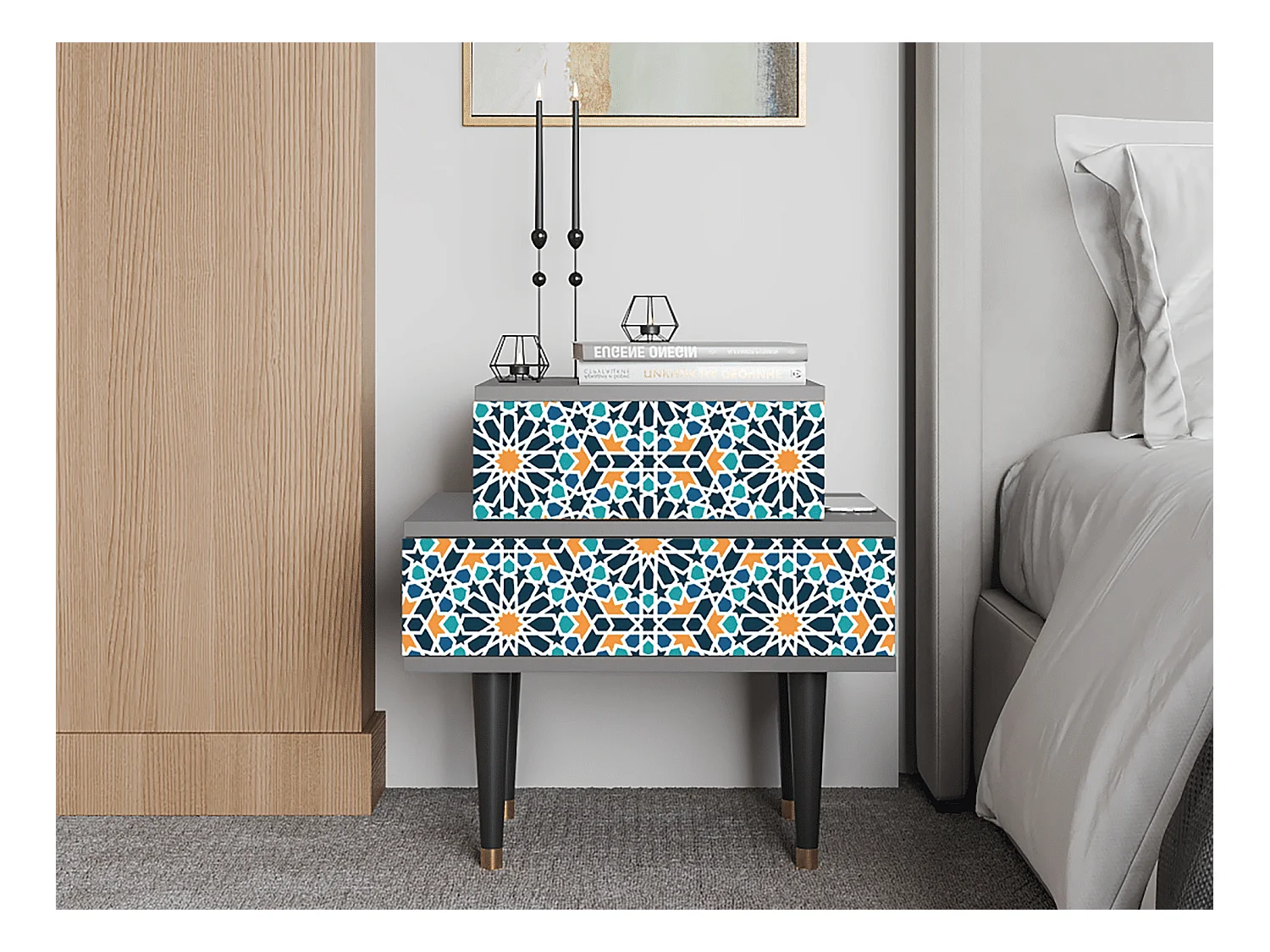 Table de nuit - 58х58х41 cm - NS1 - Kaleidoscope, Gris