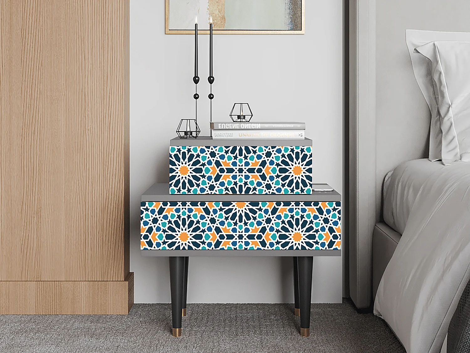 Table de nuit - 58х58х41 cm - NS1 - Kaleidoscope, Gris