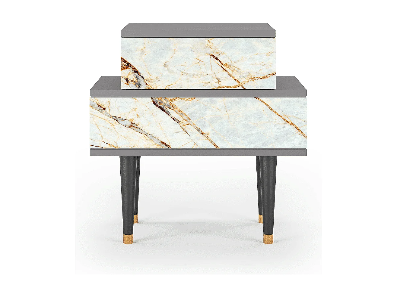 Stolik nocny - 58х58х41 cm - NS1 - Piaskowyy Marble, Szary