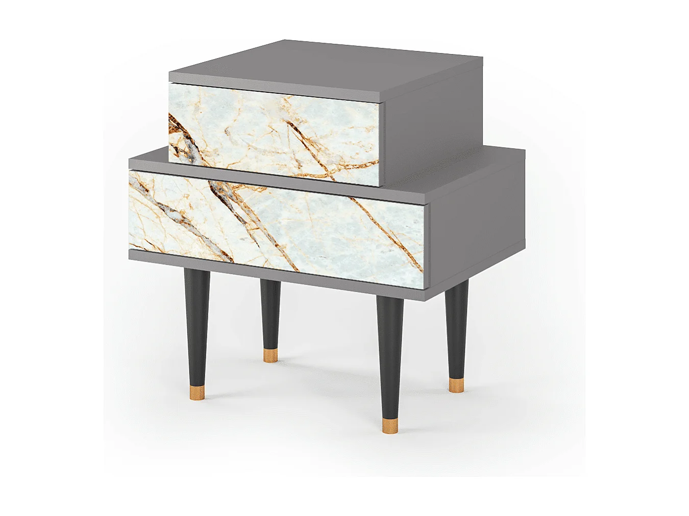 Stolik nocny - 58х58х41 cm - NS1 - Piaskowyy Marble, Szary