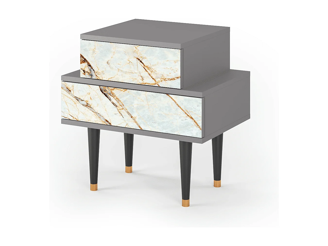 Stolik nocny - 58х58х41 cm - NS1 - Piaskowyy Marble, Szary