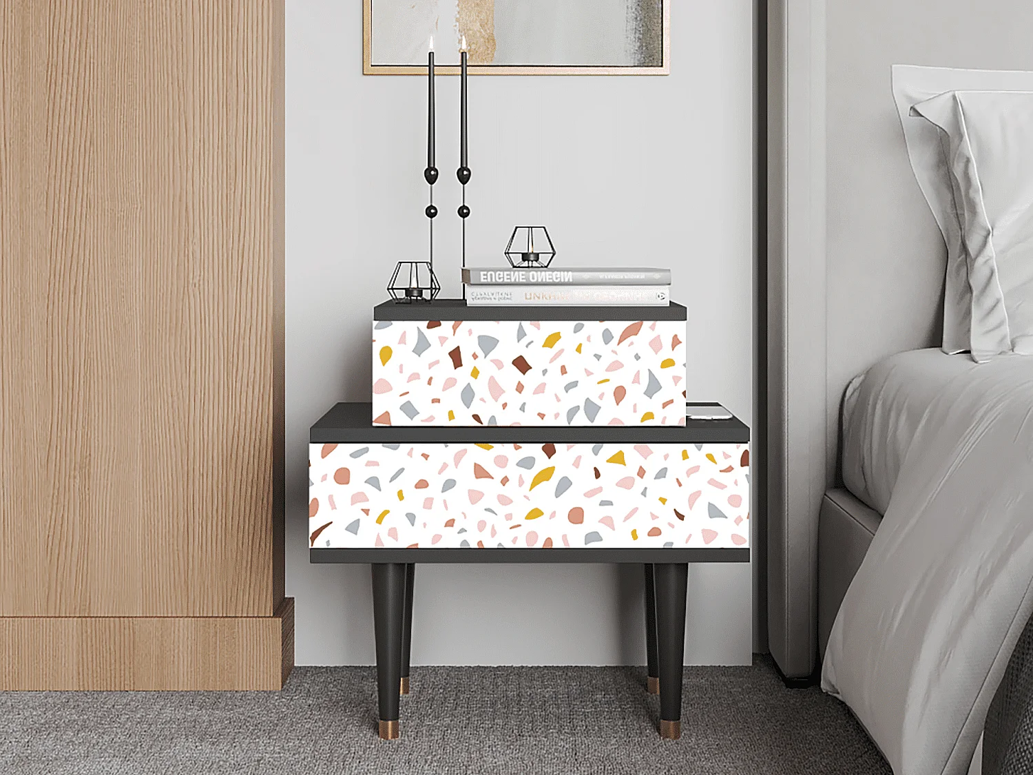 Table de nuit - 58х58х41 cm - NS1 - Marmelade Cheese, Anthracite