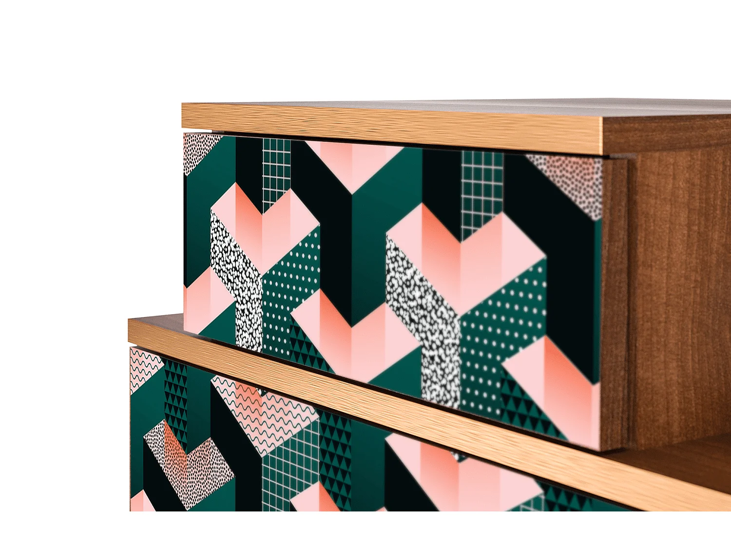 Table de nuit - 58х58х41 cm - NS1 - Geometric Madness, Noyer