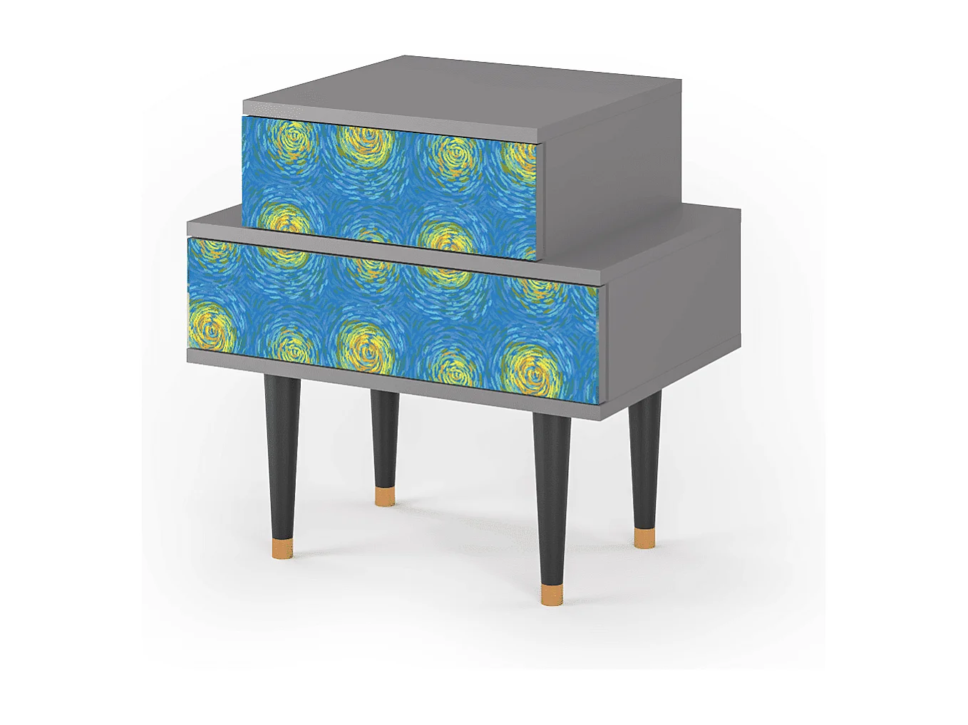 Stolik nocny - 58х58х41 cm - NS1 - Van Gogh Lights, Szary