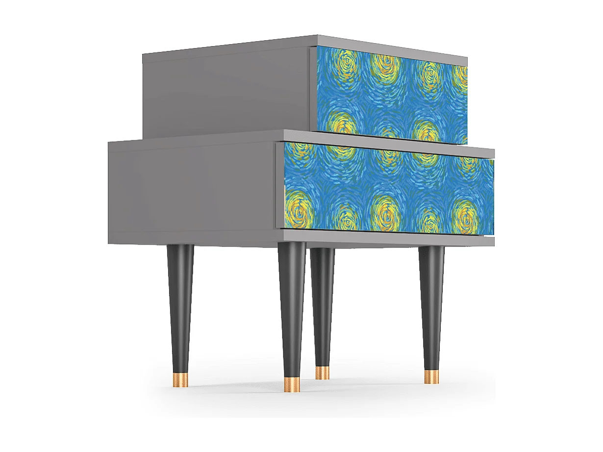 Stolik nocny - 58х58х41 cm - NS1 - Van Gogh Lights, Szary