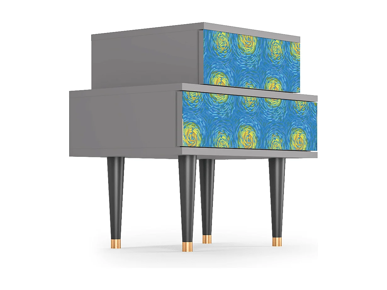 Stolik nocny - 58х58х41 cm - NS1 - Van Gogh Lights, Szary