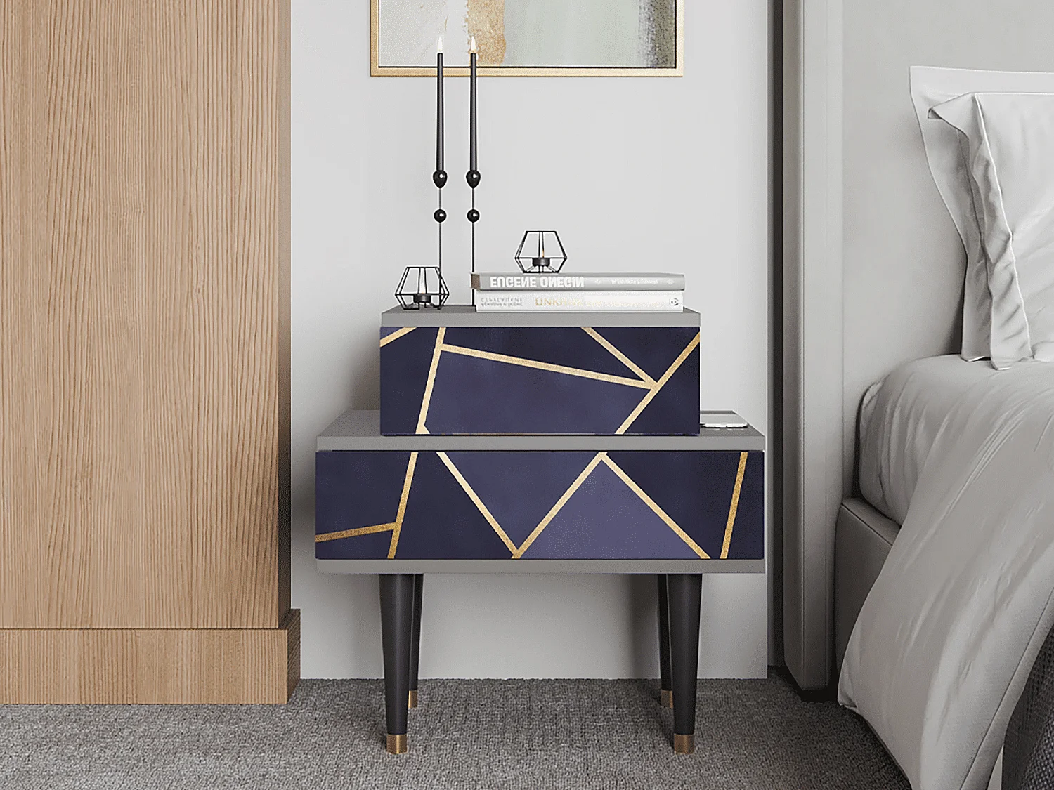 Comodino - 58х58х41 cm - NS1 - The Amethyst, Grigio