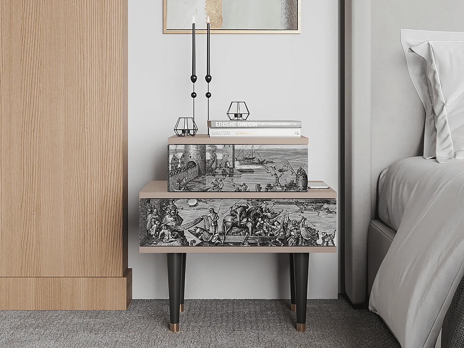 Criado-mudo - 58х58х41 cm - NS1 - Saint Martin, Latte