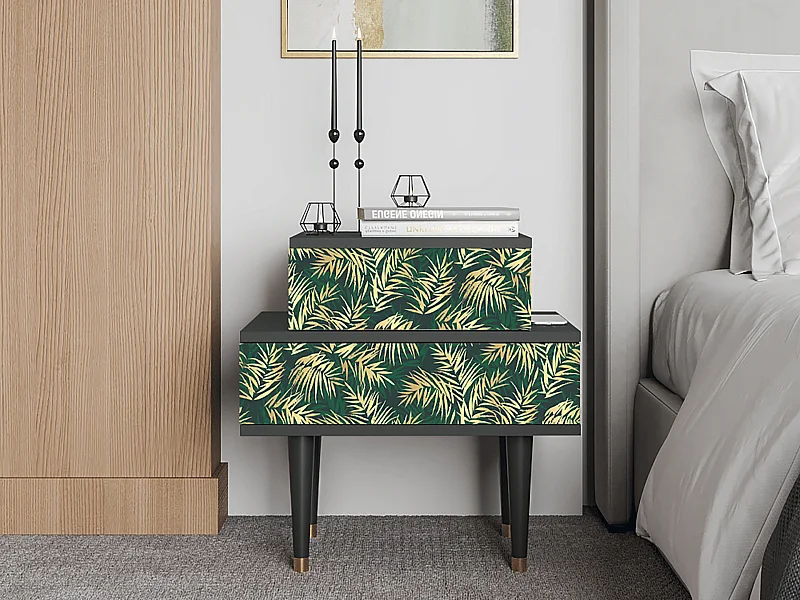 Stolik nocny - 58х58х41 cm - NS1 - Sunny Palm Tree, Antracyt