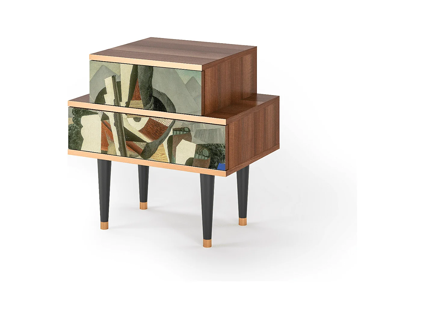 Nachttisch - 58х58х41 cm - NS1 - The Cubist Paintings , Walnuss