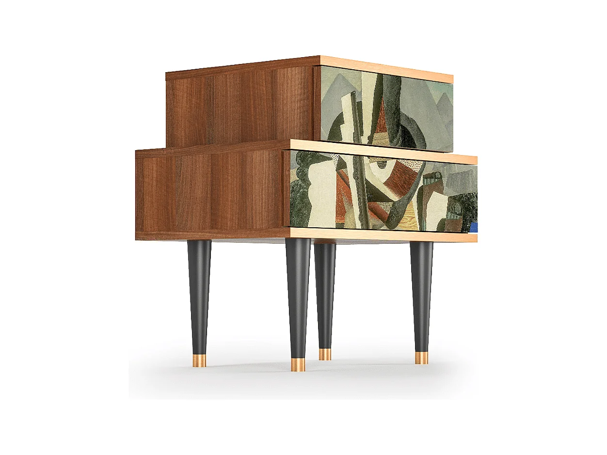 Nachttisch - 58х58х41 cm - NS1 - The Cubist Paintings , Walnuss