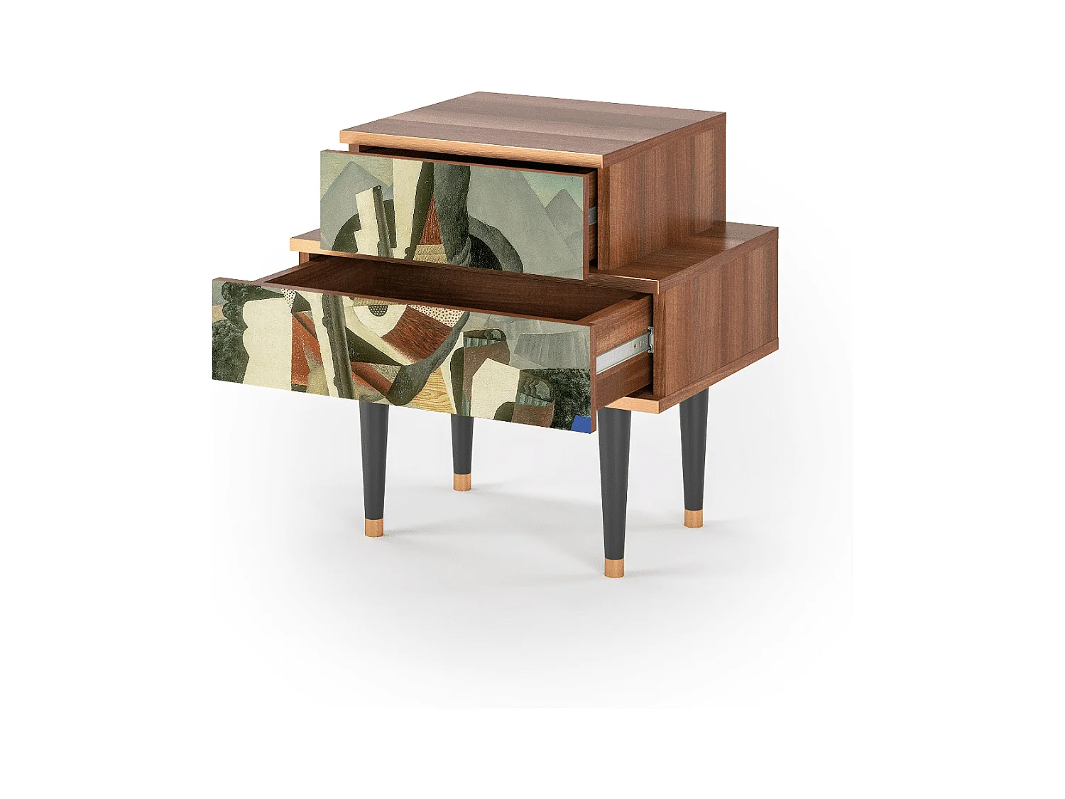 Nachttisch - 58х58х41 cm - NS1 - The Cubist Paintings , Walnuss