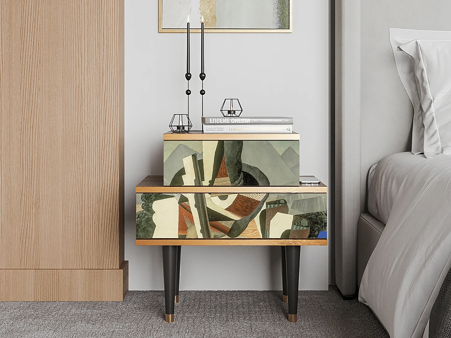 Comodino - 58х58х41 cm - NS1 - The Cubist Paintings , Noce