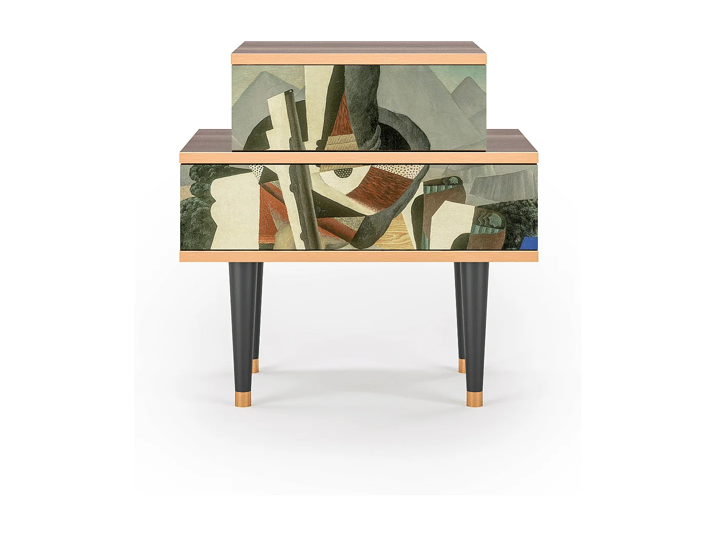 Stolik nocny - 58х58х41 cm - NS1 - The Cubist Paintings , Orzech