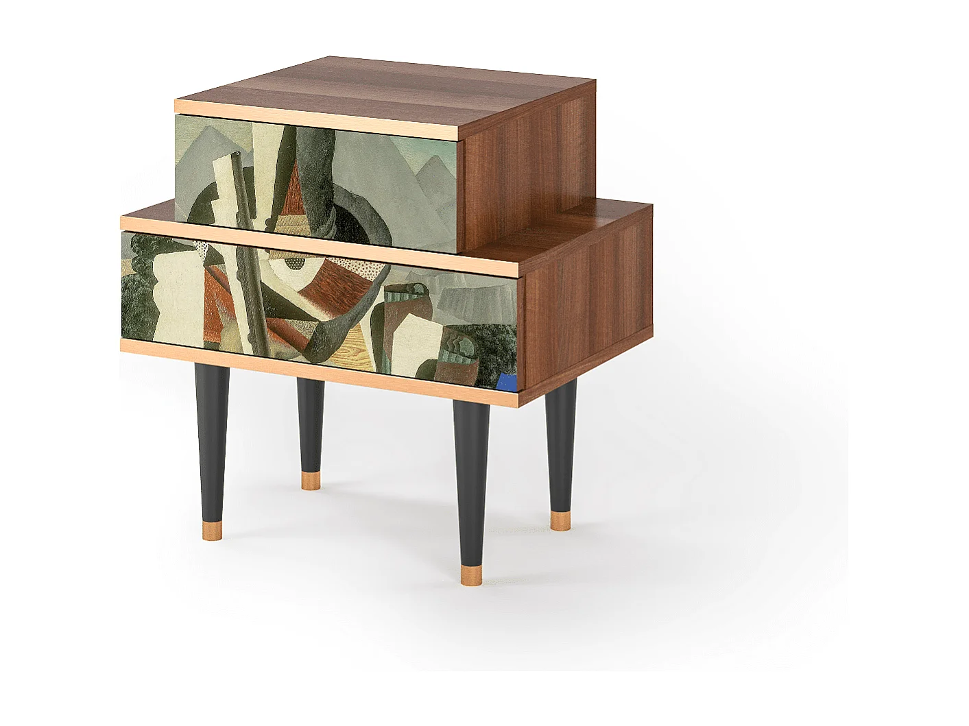 Stolik nocny - 58х58х41 cm - NS1 - The Cubist Paintings , Orzech