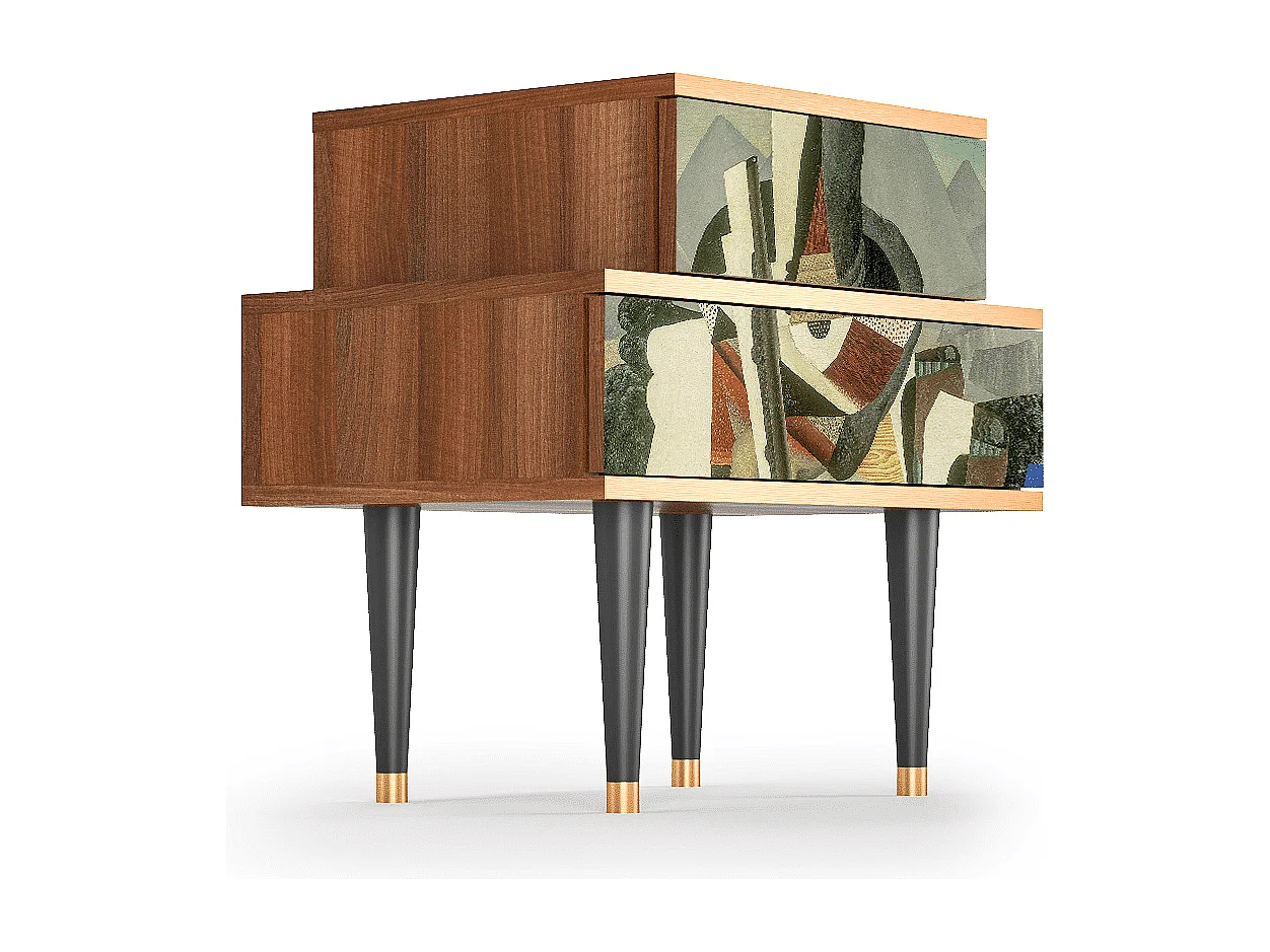 Stolik nocny - 58х58х41 cm - NS1 - The Cubist Paintings , Orzech