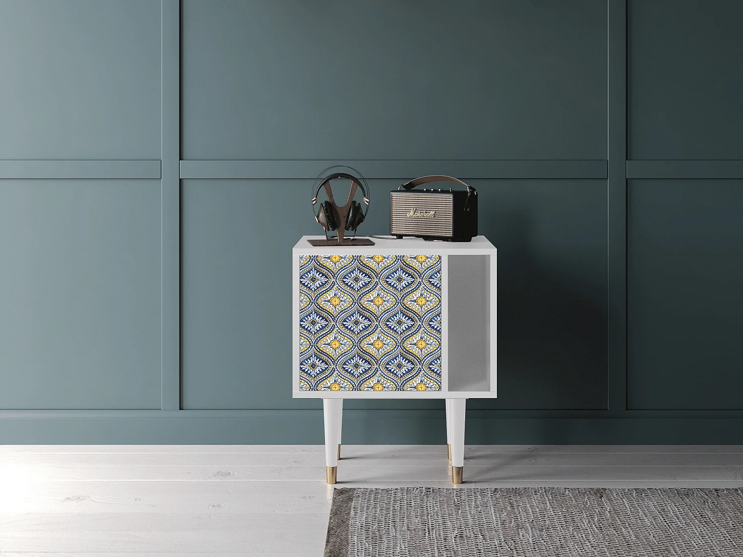 Table de nuit - 57х69х48 cm - S2 - Illusory Pattern, Blanc