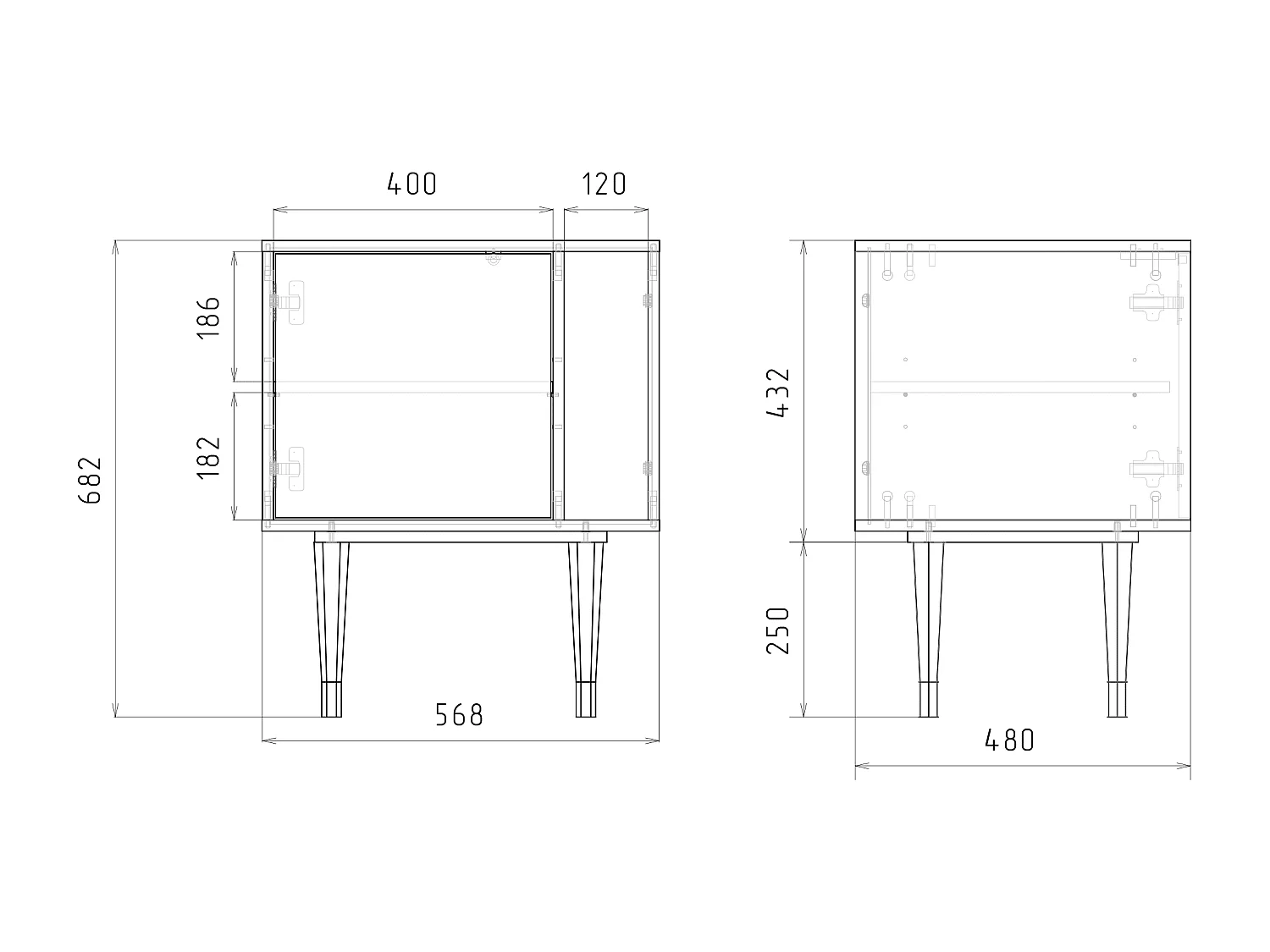 Table de nuit - 57х69х48 cm - S2 - Illusory Pattern, Blanc