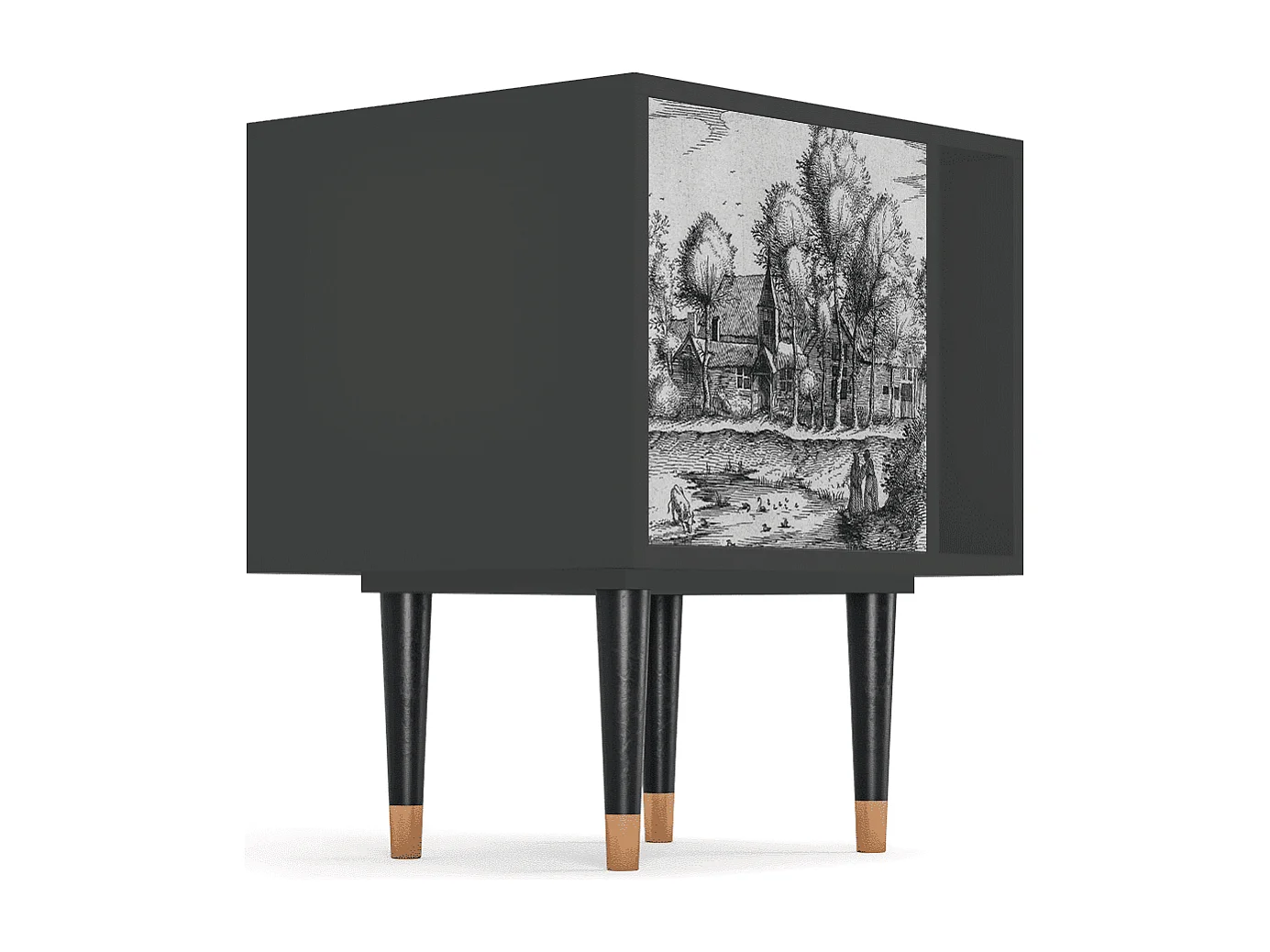 Stolik nocny - 57х69х48 cm - S2 - A Pond, Antracyt