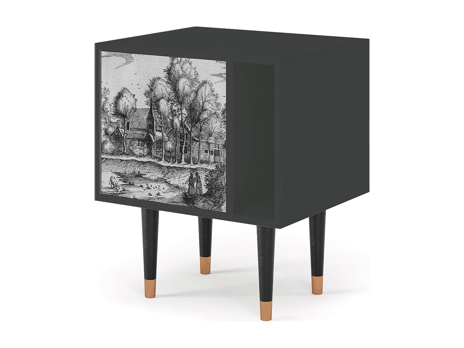 Stolik nocny - 57х69х48 cm - S2 - A Pond, Antracyt