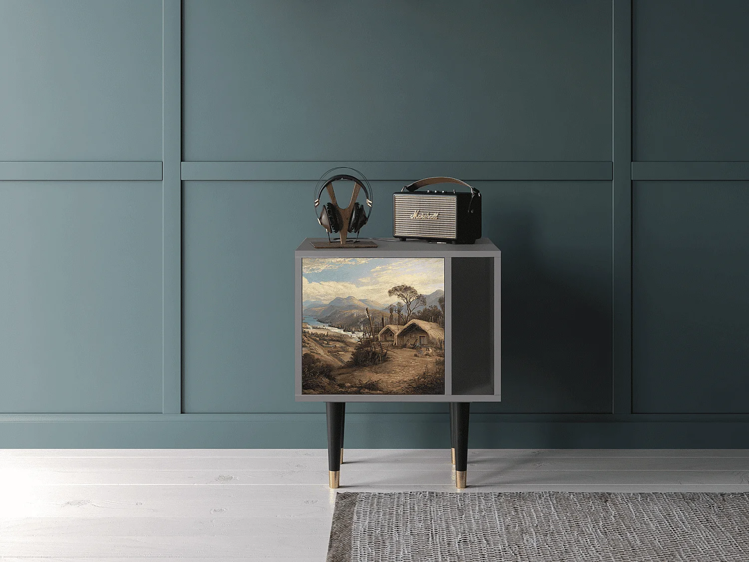 Nachtkastje - 57х69х48 cm - S2 - View Across the Plains , Grijs