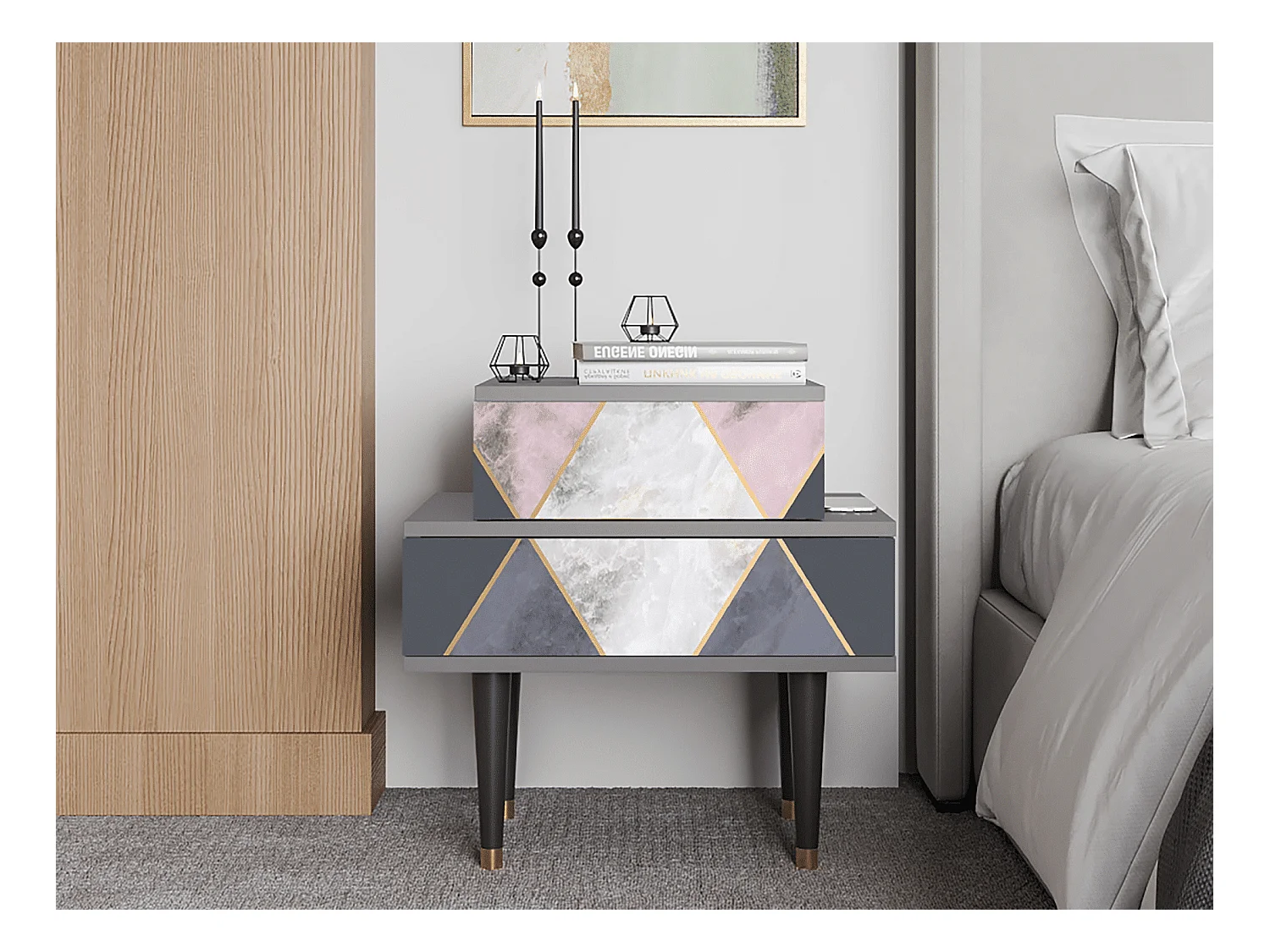 Table de nuit - 58х58х41 cm - NS1 - Ideal Harmony, Gris