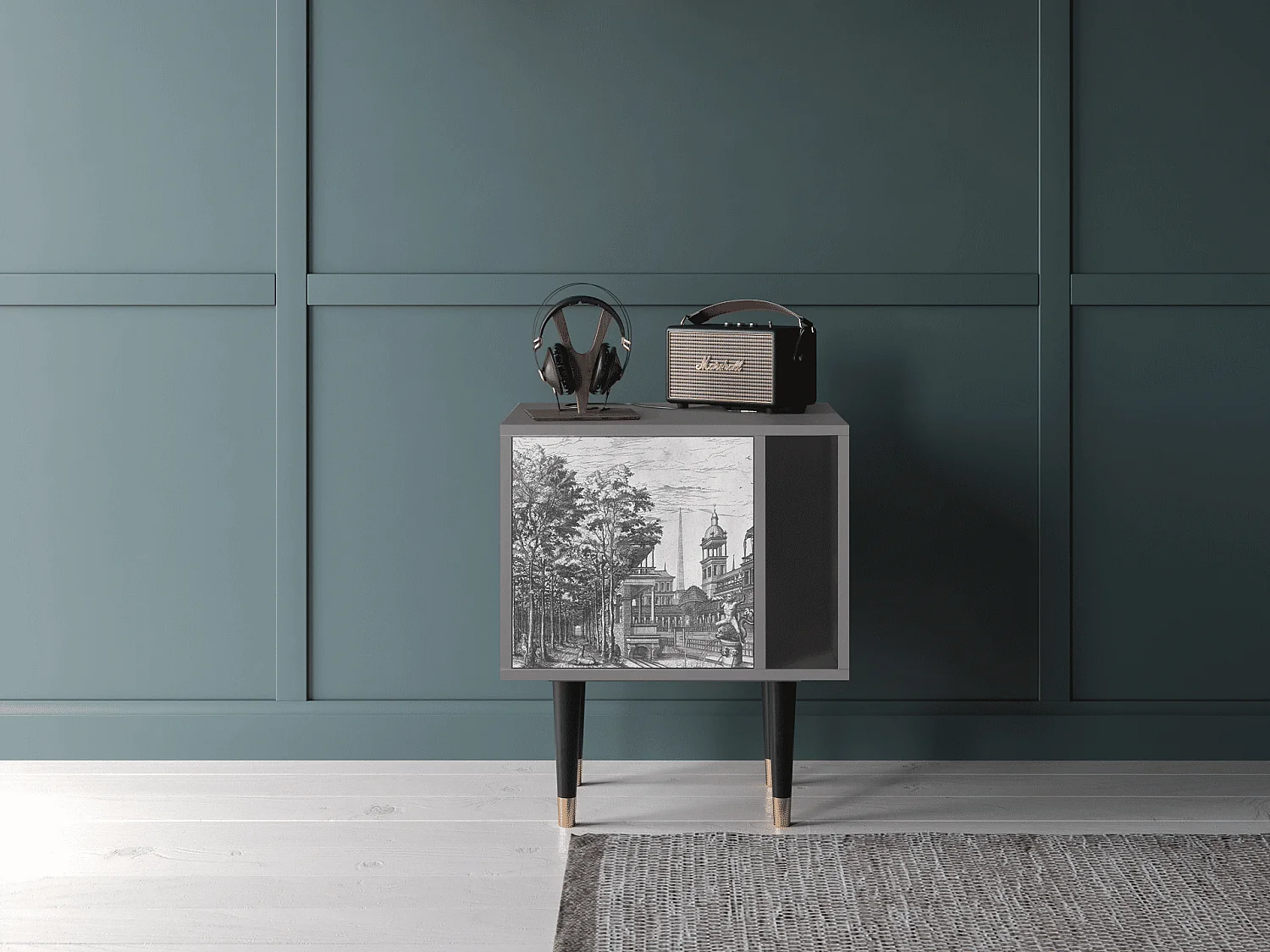 Table de nuit - 57х69х48 cm - S2 - View of the Piazza, Gris