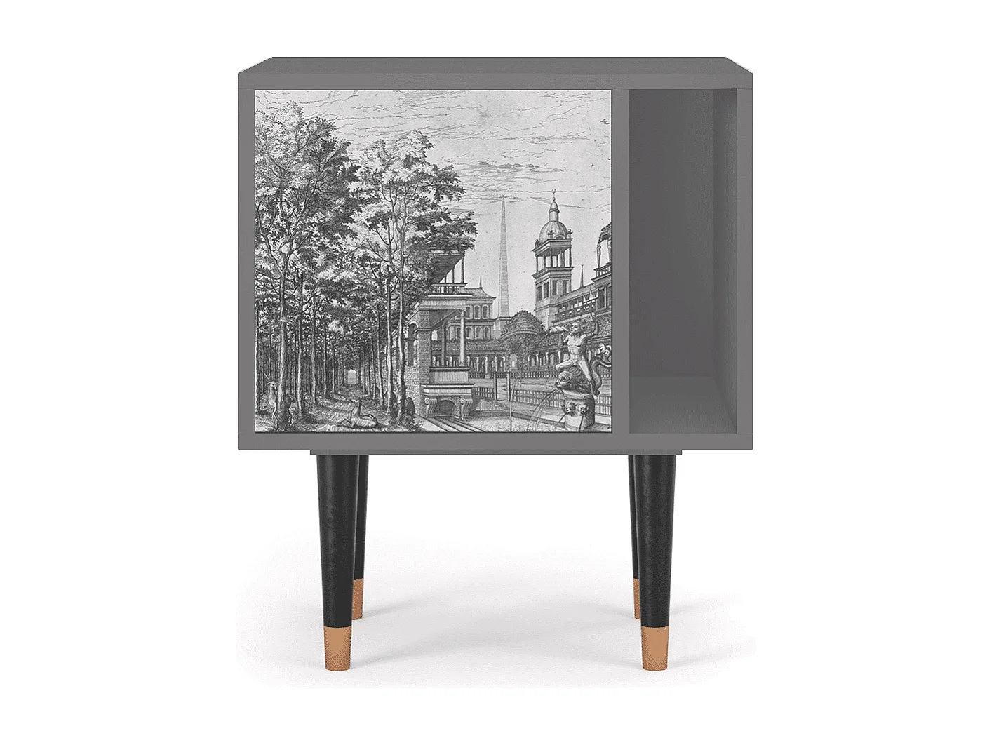 Table de nuit - 57х69х48 cm - S2 - View of the Piazza, Gris