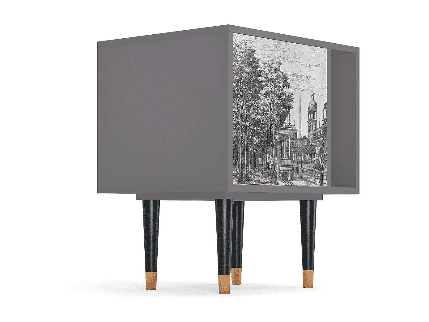 Table de nuit - 57х69х48 cm - S2 - View of the Piazza, Gris