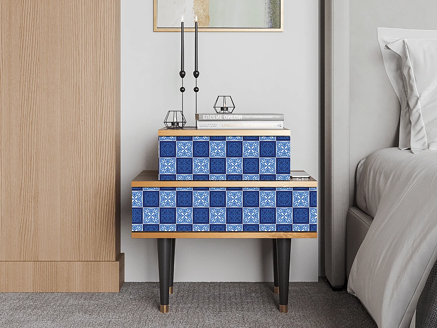 Stolik nocny - 58х58х41 cm - NS1 - Light Path, Orzech