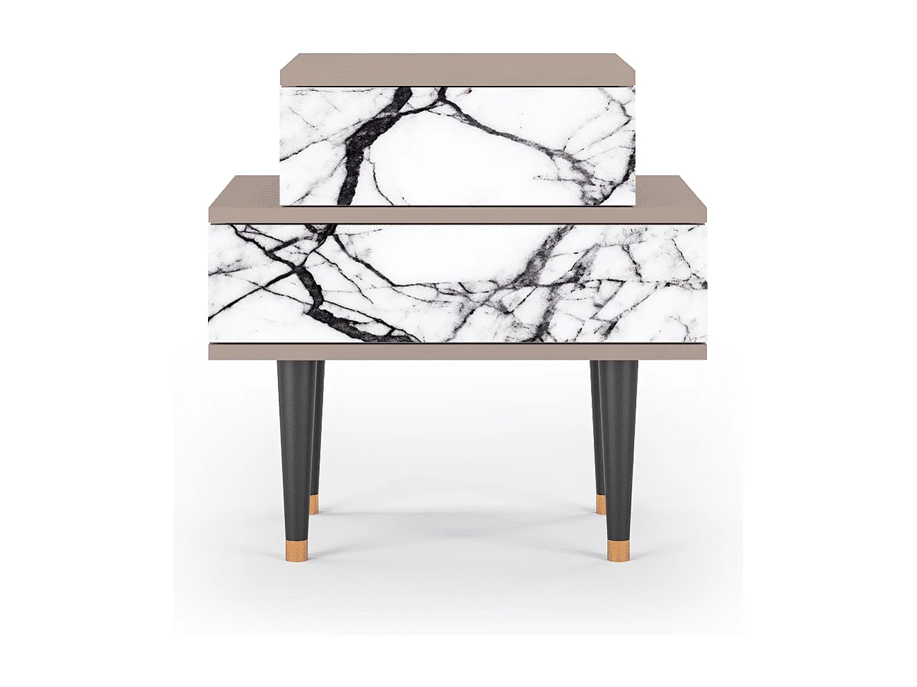 Table de nuit - 58х58х41 cm - NS1 - Raven Marble, Latte